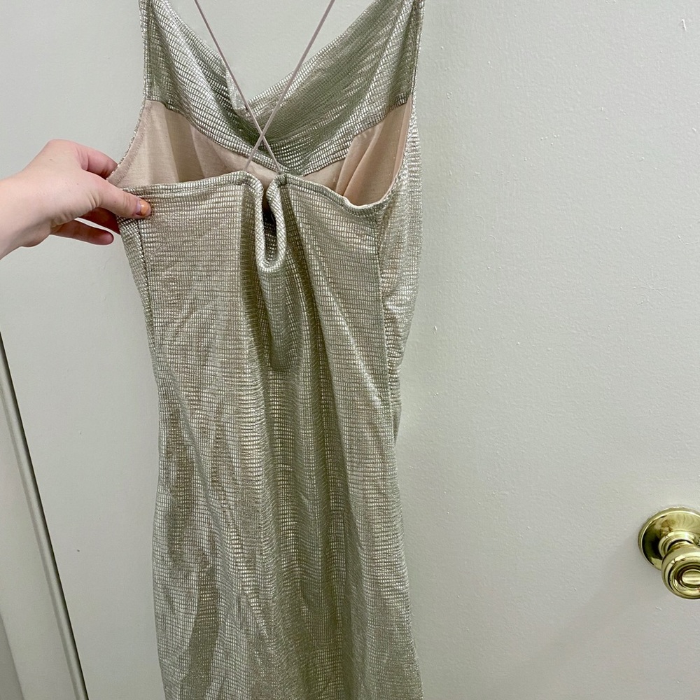 Silver cowlneck fitting dress